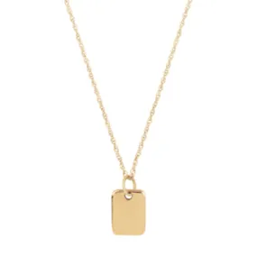 14k Gold Mini Dog Tag Pendant Necklace