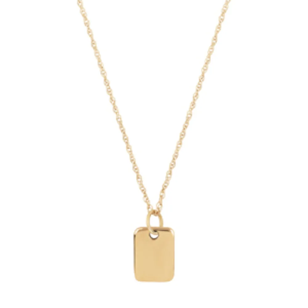 14k Gold Mini Dog Tag Pendant Necklace