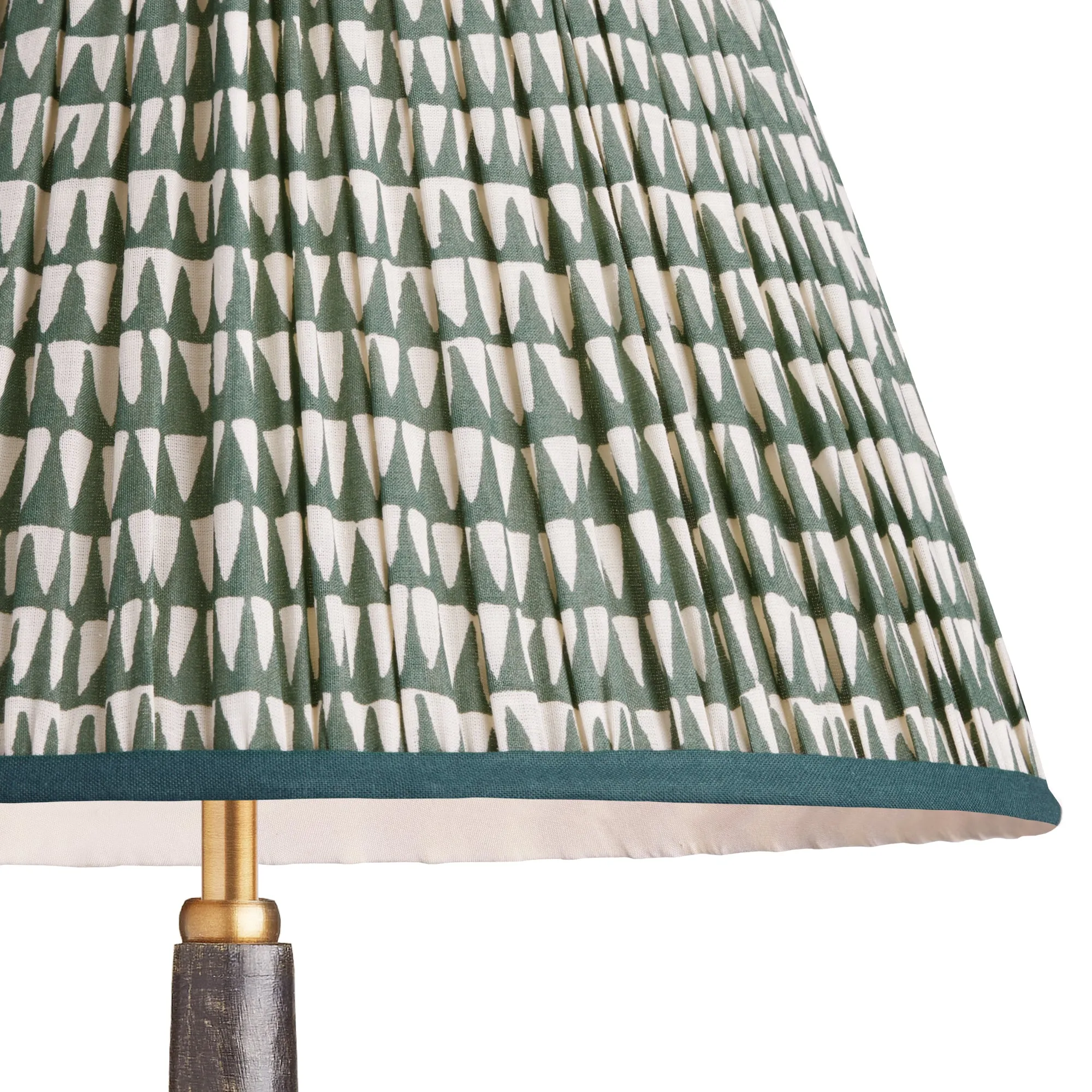 16cm empire gathered lampshade in teal savannah block printed cotton