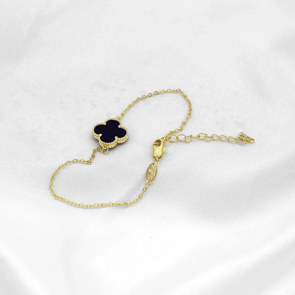 Black clover bracelets plated in 14K Gold, 18K Gold colors