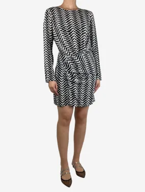 Black zigzag pattern mini dress - size UK 12