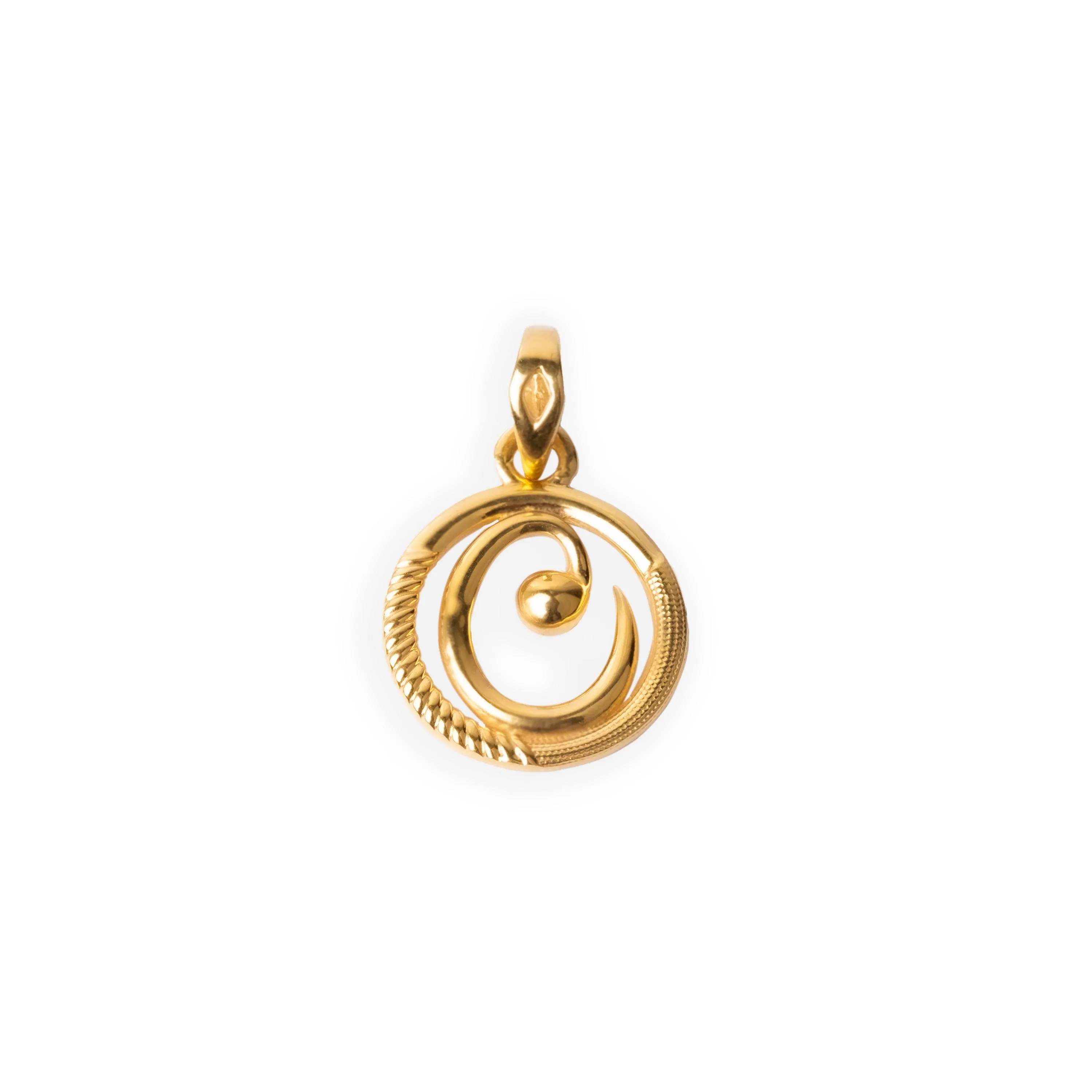 'C' 22ct Gold Circle Initial Pendant P-7034-C