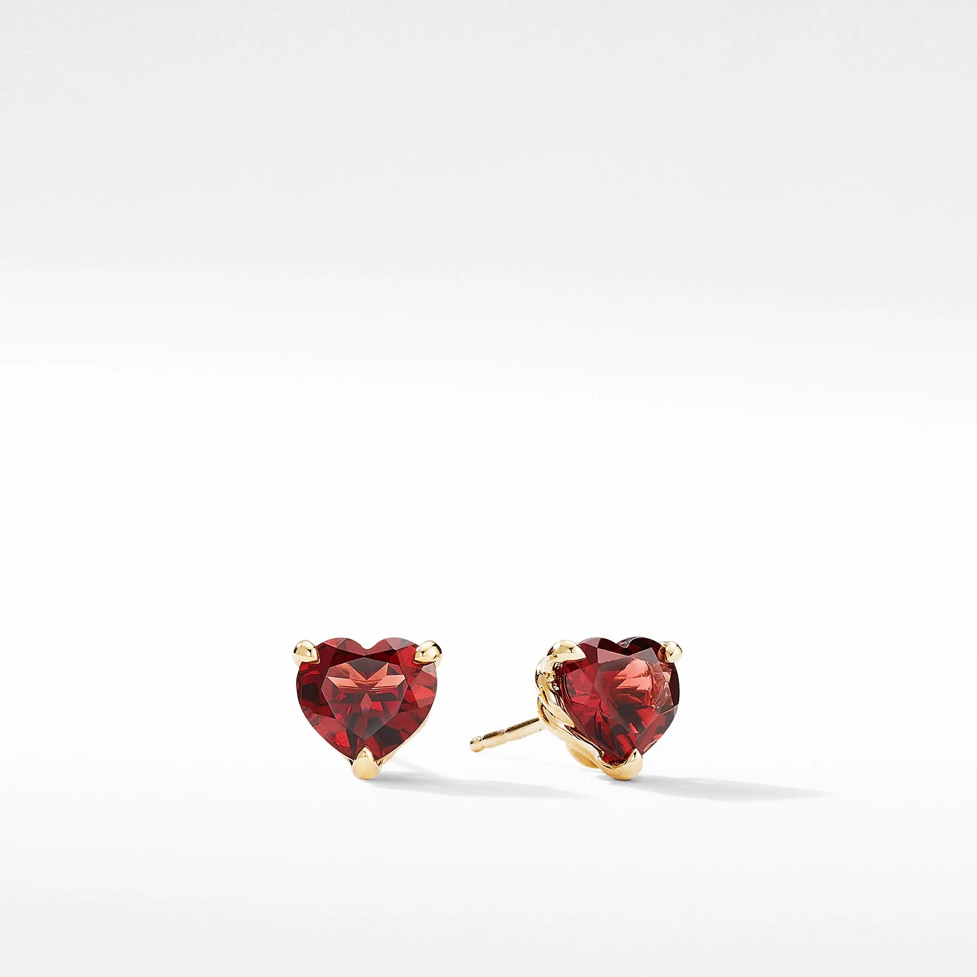 Cable Collectibles® Heart Stud Earrings in 18K Yellow Gold with Garnet