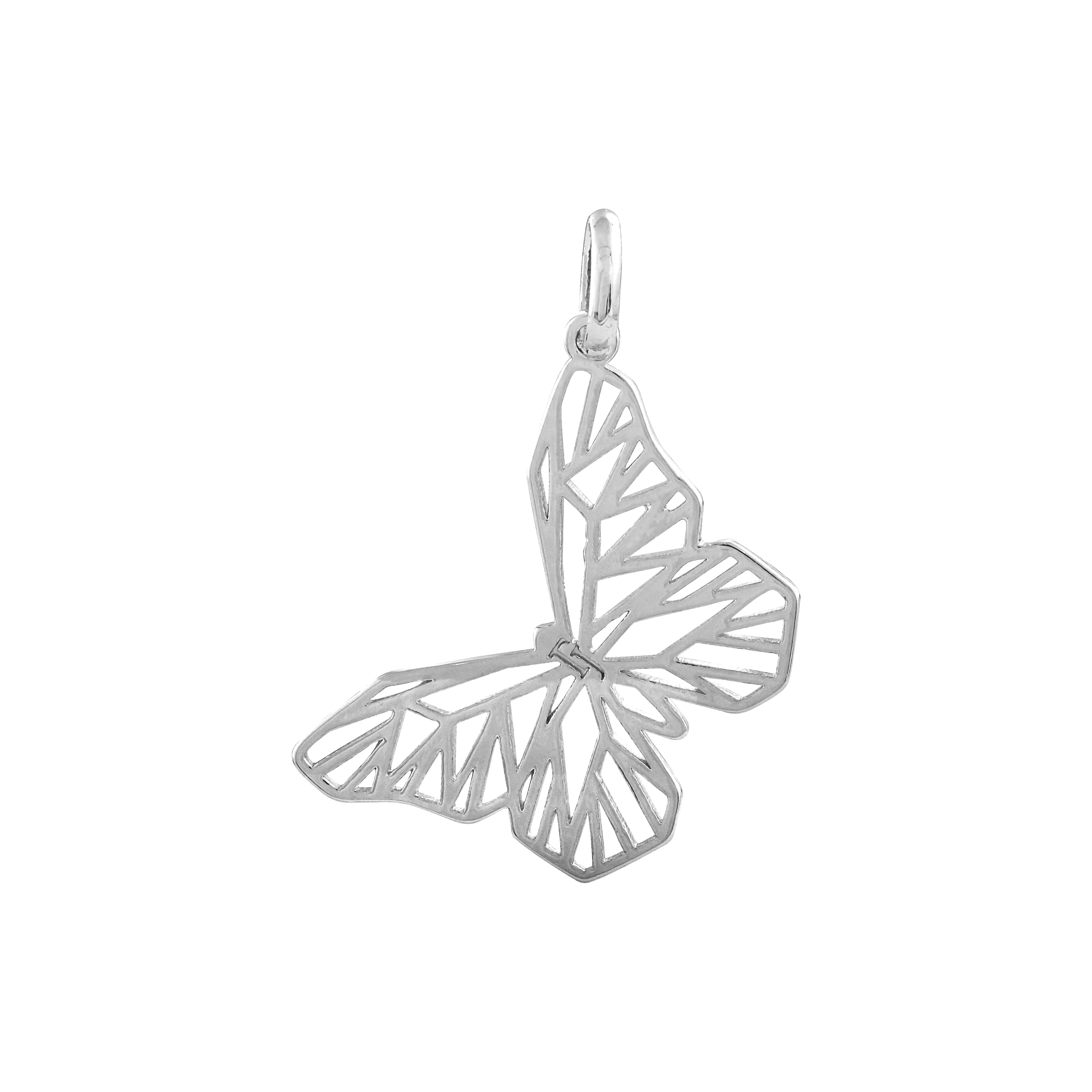 Cable Geometric Butterfly 14K Gold, White Gold Animal Pendant