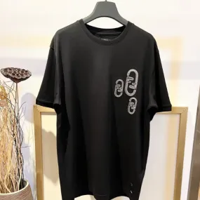 FE - Men 'Black' Embellished With Chain Fendi O’Lock Motif Oversized T-Shirt FE812