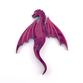 Maroon Dragon - Mini Brooch - Set of 2