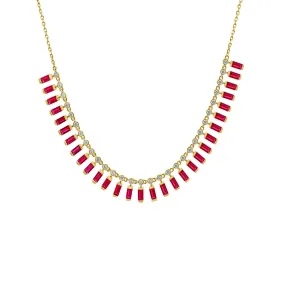 Ruby Baguette Drop Necklace