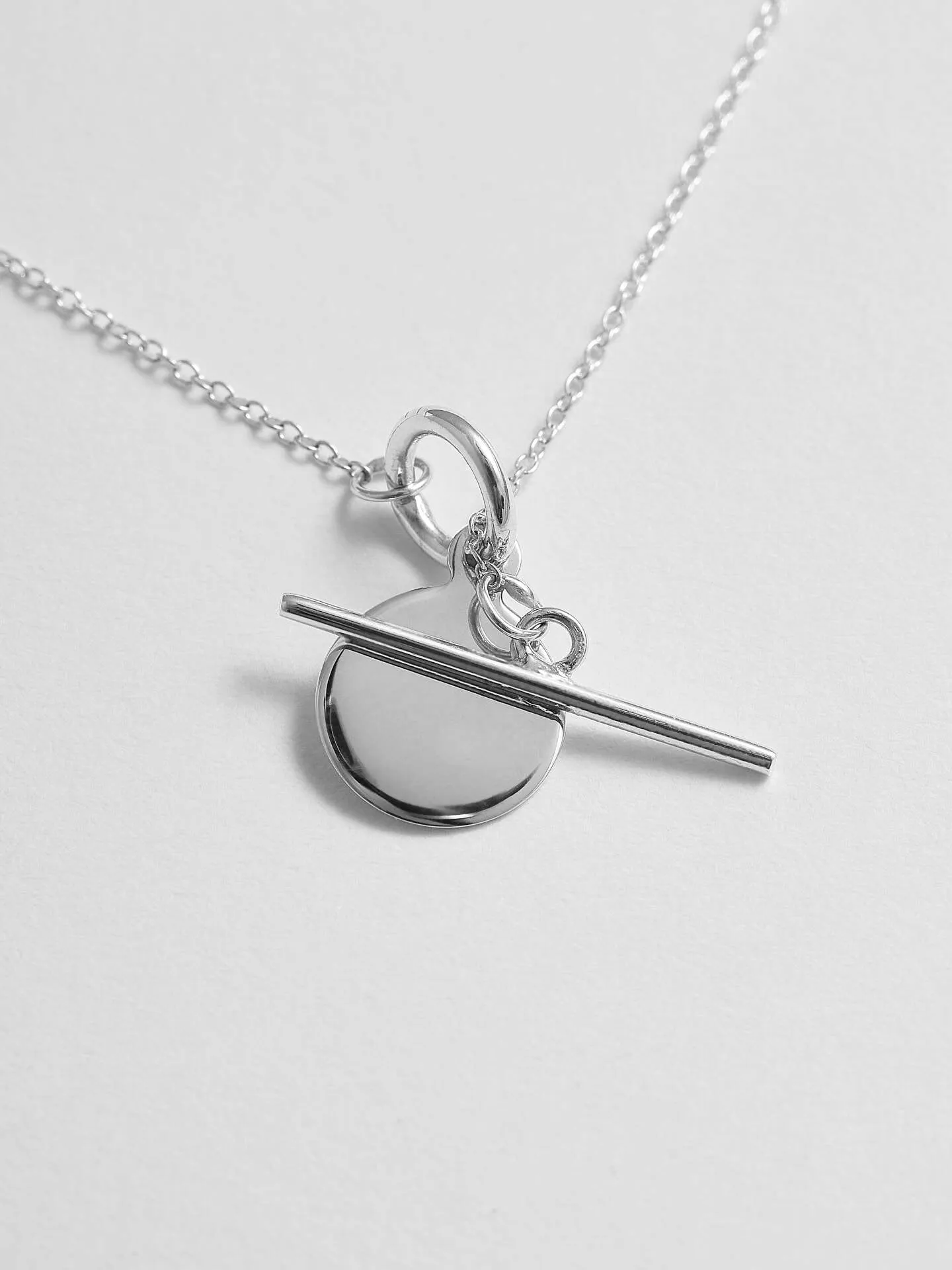 Sterling Silver Mini Disk & Toggle Necklace